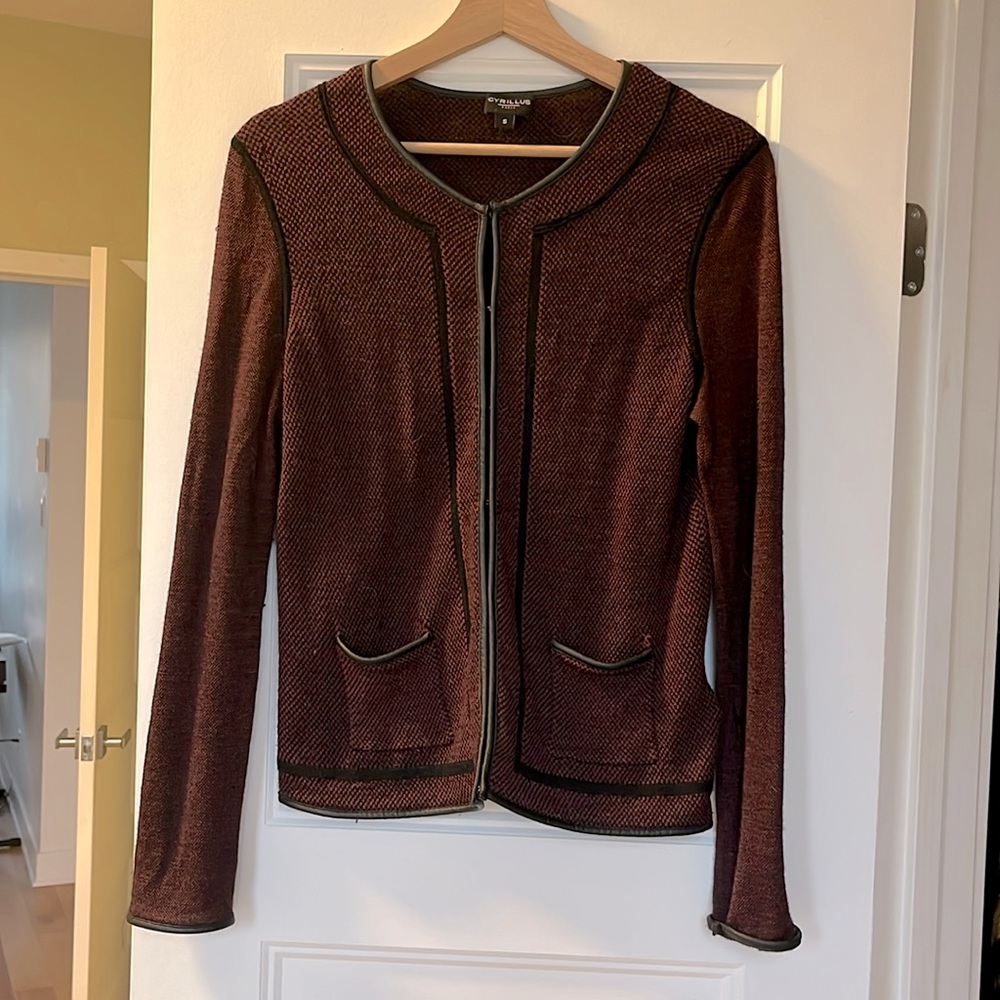 cyrillus burgundy cardigan